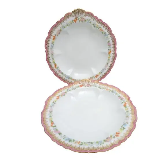Antique Charles Ahrenfeldt A France Depose Porcelain Oyster Plates - Picture 1 of 5